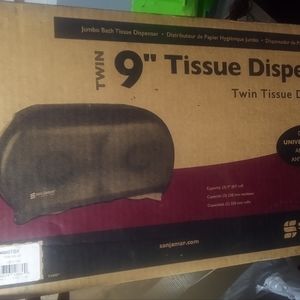 San Jamar R4000TBL Arctic Blue Classic Twin Jumbo Roll Toilet Tissue Dispenser